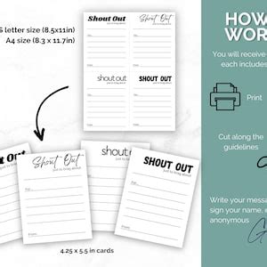 Printable Employee Shout Out Cards Staff Shout Out Form Employee