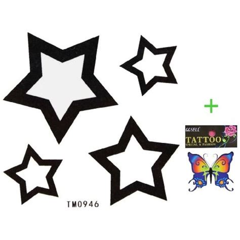 Three Stars And One Butterfly Are Shown With The Word Tattoo On It