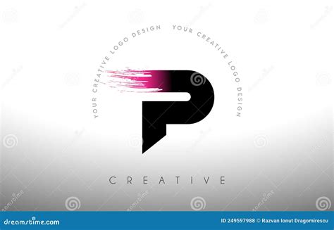 P Paint Brush Letter Logo Design With Artistic Brush Stroke In Black