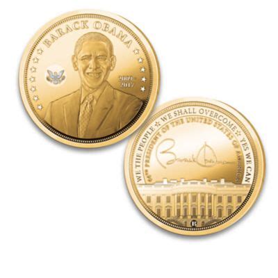 Barack Obama K Gold Plated Proof Coin Collection Featuring Images Of