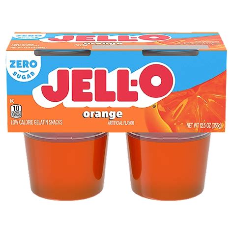 Jell O Zero Sugar Orange Flavor Gelatin Snack Cups 4 Ct The Fresh Grocer