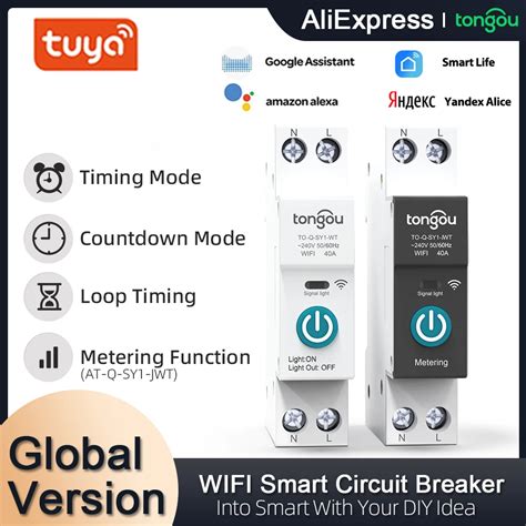 Tongou Tuya With Metering Wifi Smart Circuit Breaker 1p 63a Din Rail