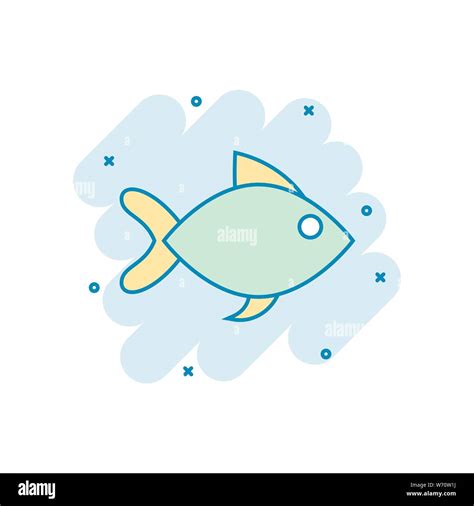 Icono de signo de pescado en el cómic de estilo Goldfish vector