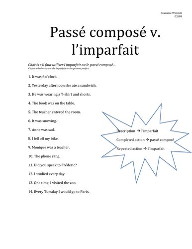 Passe Compose And Imparfait Exercises With Answers In French Online Degrees