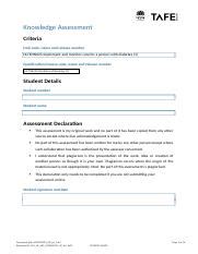 HLTENN025 AE Kn 1of3 Docx Knowledge Assessment Criteria Unit Code