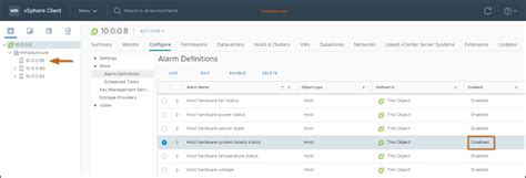 How to disable an alarm in ESXi: Host hardware system board status 