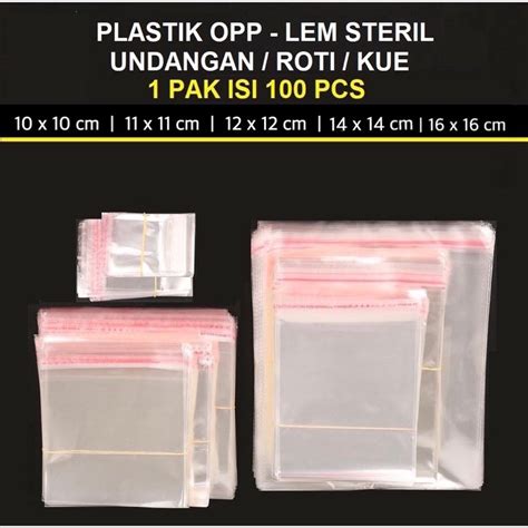 Jual 100 LEMBAR PLASTIK OPP ROTI SEAL LEM 10X10 13X13 KEMASAN