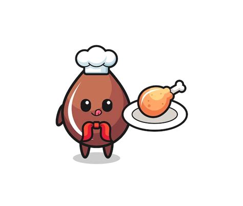 Premium Vector Chocolate Drop Fried Chicken Chef Cartoon Character