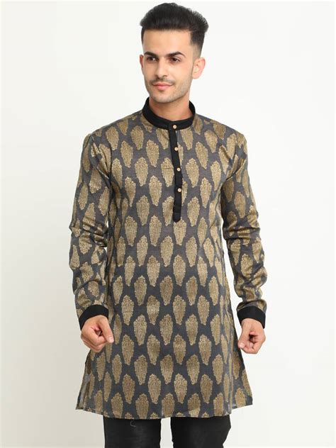 Black Printed Cotton Men Kurta Showoff 2997121