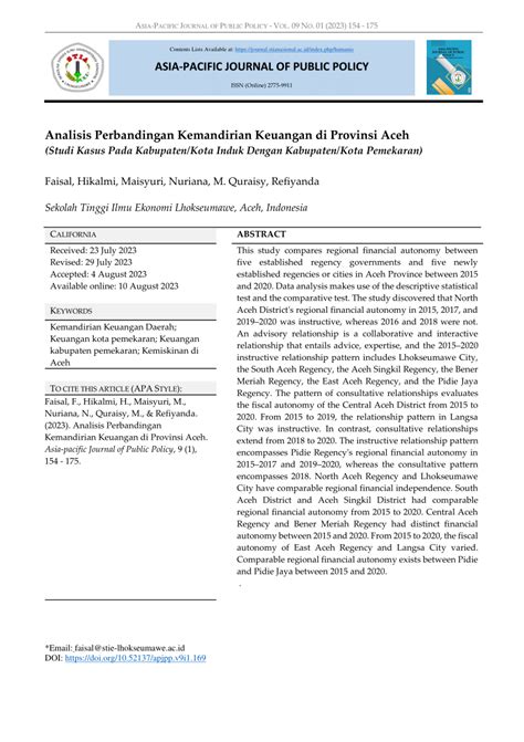 PDF ANALISIS PERBANDINGAN KEMANDIRIAN KEUANGAN PADA PROVINSI ACEH