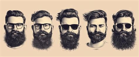 Premium Photo Group Of Men With Beards And Glasses