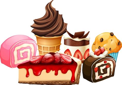 Premium Vector Delicious Desserts Cartoon Set