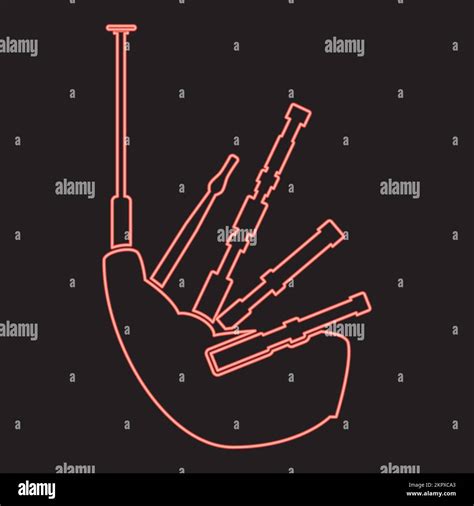 Neon Bagpipes Red Color Vector Illustration Image Flat Style Light Stock Vector Image And Art Alamy