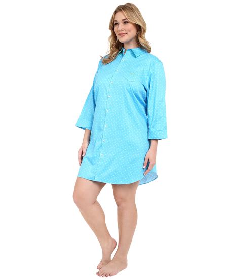 Lyst Lauren By Ralph Lauren Plus Size Sateen 3 4 Sleeve Sleepshirt In