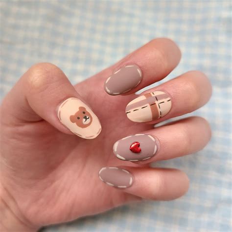 Beary Cute Press On Nails By Sontobi Teddy Bear Nails Etsy