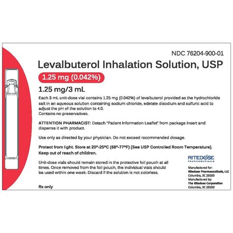 Levalbuterol Hcl Preservative Free Solution Nebulizer Vial Vials