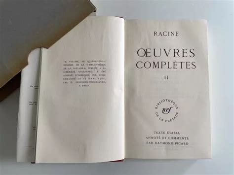 LA PLÉIADE Racine oeuvres complètes tomes I et II édition 1960