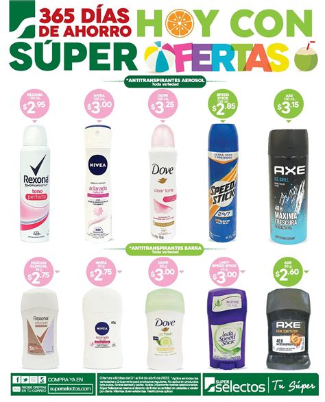 Súper Ofertas en Desodorantes con Súper Selectos 01 Abril TuOfertaSV