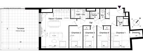 Plan appartement T5 de 102 41 m² neuf résidence Passage Hortense à