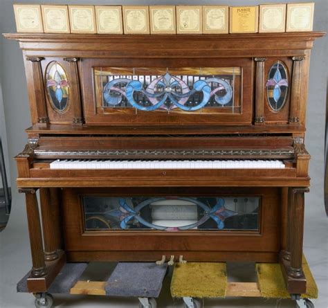 Wood Player Piano W Music Rolls