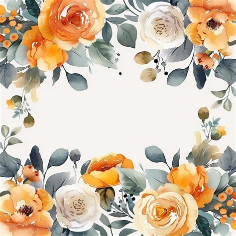 Premium Photo Watercolor Flower Border Png Yellow Tones Hazy