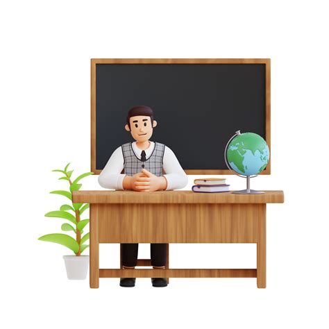 Male Teacher Sitting In The Classroom 3d Character Illustration