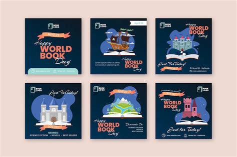 Free Vector World Book Day Instagram Posts Collection