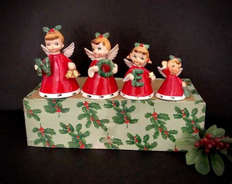 Napco Noel Vintage Christmas Angel Bells Original Box Mcm Etsy