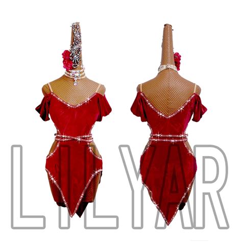 Vestido De Dan A Latina Sexy Performance Adulta Veludo Vermelho Novo
