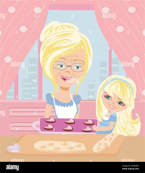 Grandma Baking Cookies With Her Granddaughter Stock Photo Alamy