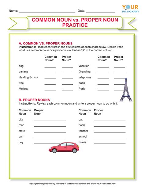 Common And Proper Nouns Activity Sheet