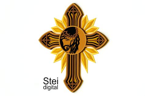 D Jesus Cross Svg Dxf Cut Files Layered Jesus Svg By Steidigital