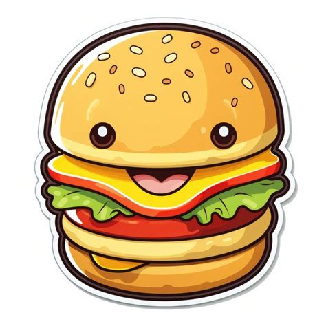 Premium Photo Cute Kawaii Burger Sticker