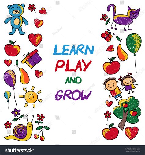 Play Learn Grow Together Vector Image Stock Vector Royalty Free