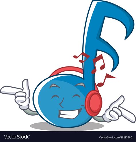 Listening Music Note Character Cartoon Royalty Free Vector