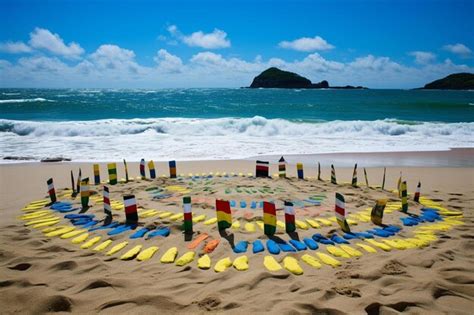 Premium AI Image | Colorful sand art on the beach