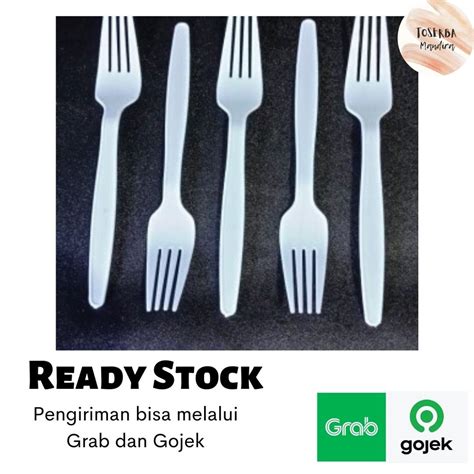 Jual Garpu Plastik Bening Sendok Plastik Makan Warna Putih Susu Garpu