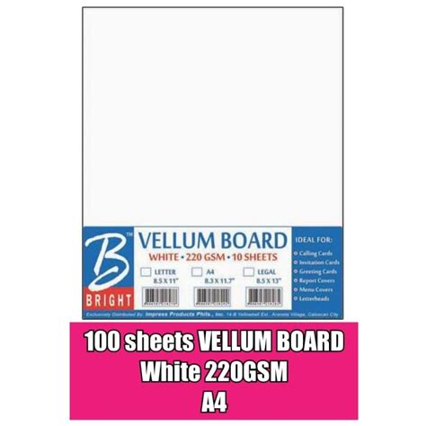 100 Pcs Vellum Board Specialty Paper A4 Size 220gsm Lazada PH