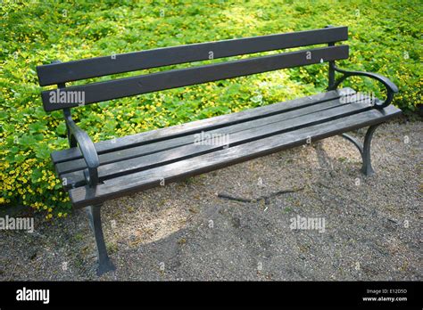 Empty park bench Stock Photo - Alamy