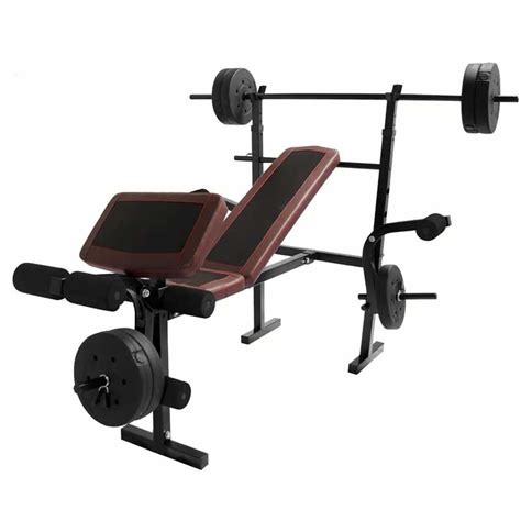 Banco Pesas Multiposiciones Kit Pesas Disco Barra Gimnasio