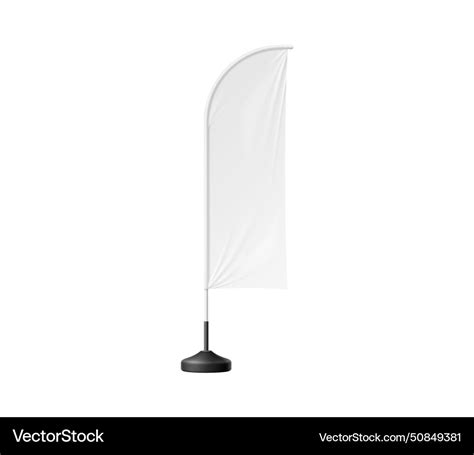 Realistic Beach Flag White Banner Stand 3d Mockup Vector Image