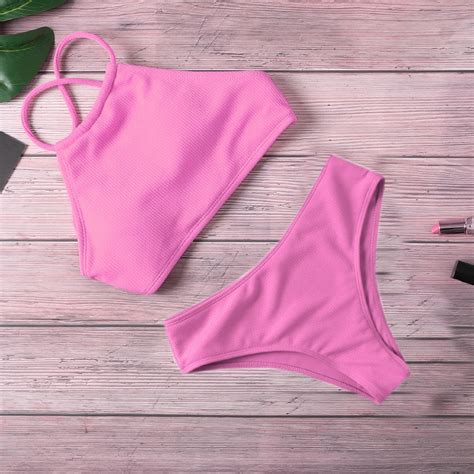 Mai Push Up Bikini Feminino Roupa De Banho Bandagem Cintura Alta