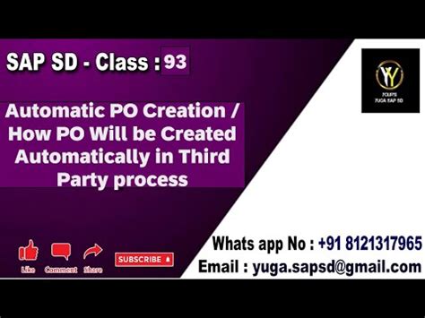 Sap Sd Class Automatic Po Creation In Third Party And Ipo Your