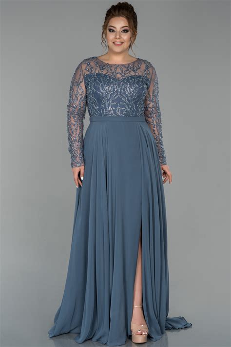 Robe de Soirée Grande Taille Longue Bleu Marine ABU1124 Abiyefon