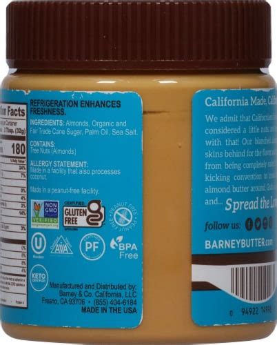 Barney Butter Smooth Almond Butter Oz Frys Food Stores