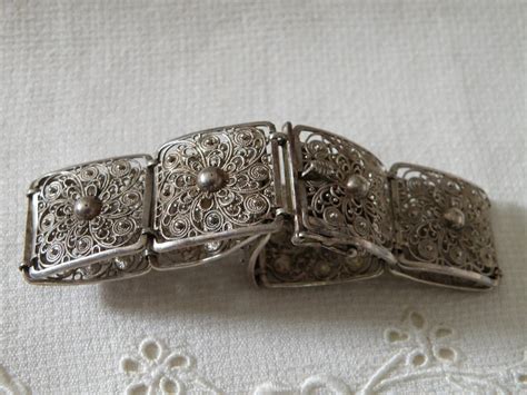 Vintage Silver Filigree Bracelet Inch And Marked Etsy