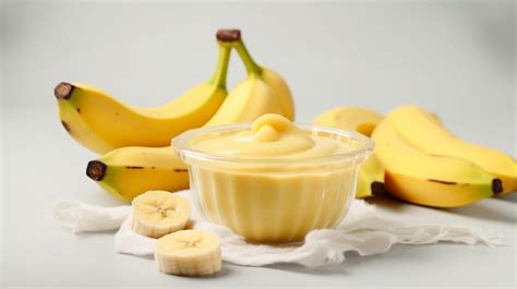 Premium AI Image Banana Puree Baby Food Bananas Generative AI