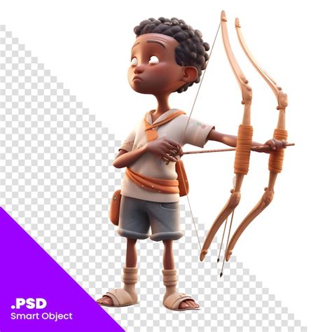 Representación 3d de un niño afroamericano con una plantilla psd de