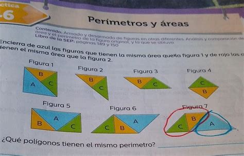 encierra de azul las figuras que tienen la misma área que la figura 1 y