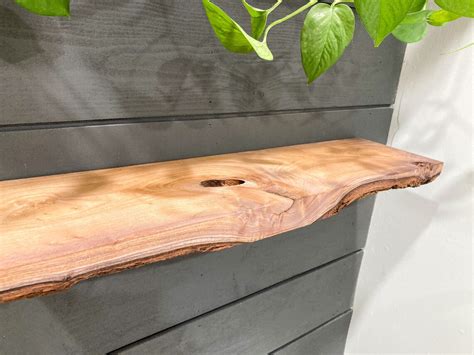 Rustic Live Edge Floating Shelfshelves Bathroom And Kitchen Etsy